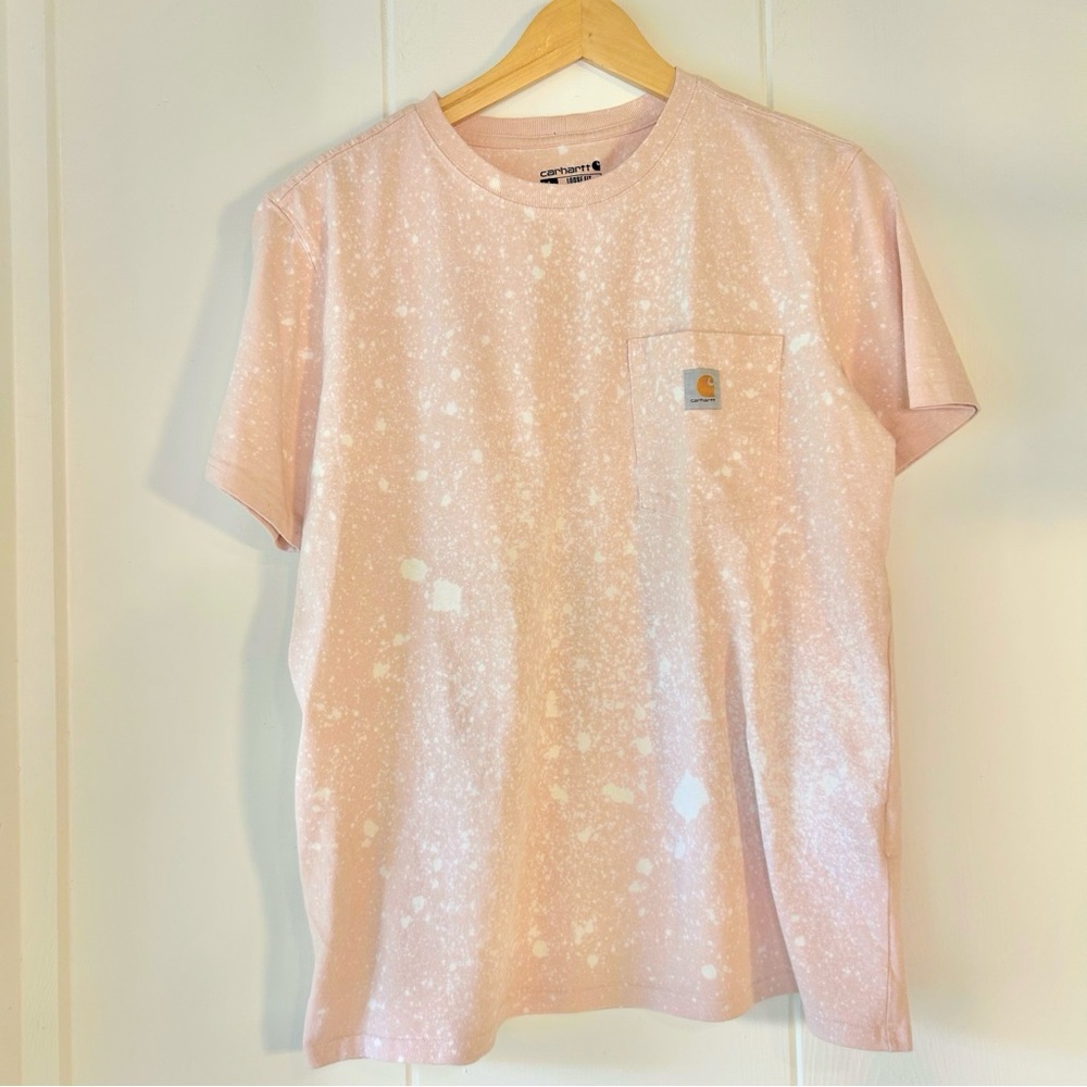 NWOT Carhartt tee shirt loose fit size L (12-14) Pink with white splatter